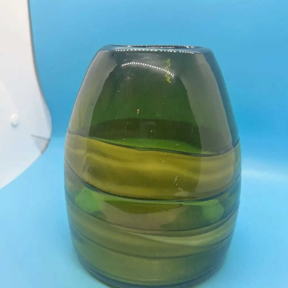VTG 1960 Luciano Gaspari for Salviati Murano Blown Green Swirl Glass SASSO Vase